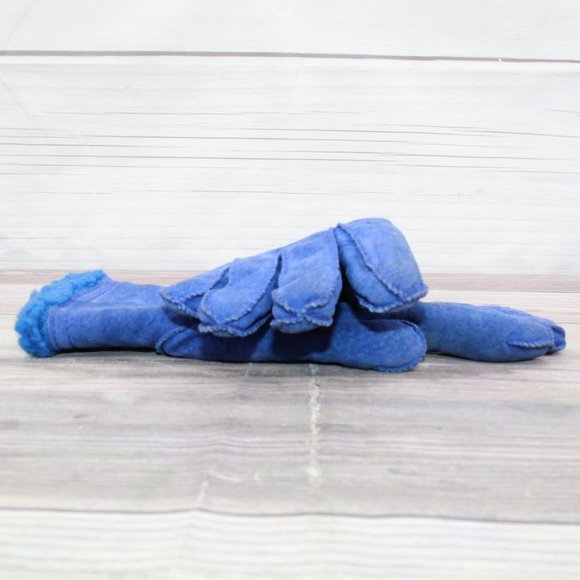 *Womens Blue Suede Polyester Lined Gloves Size M - Picture 6 of 8